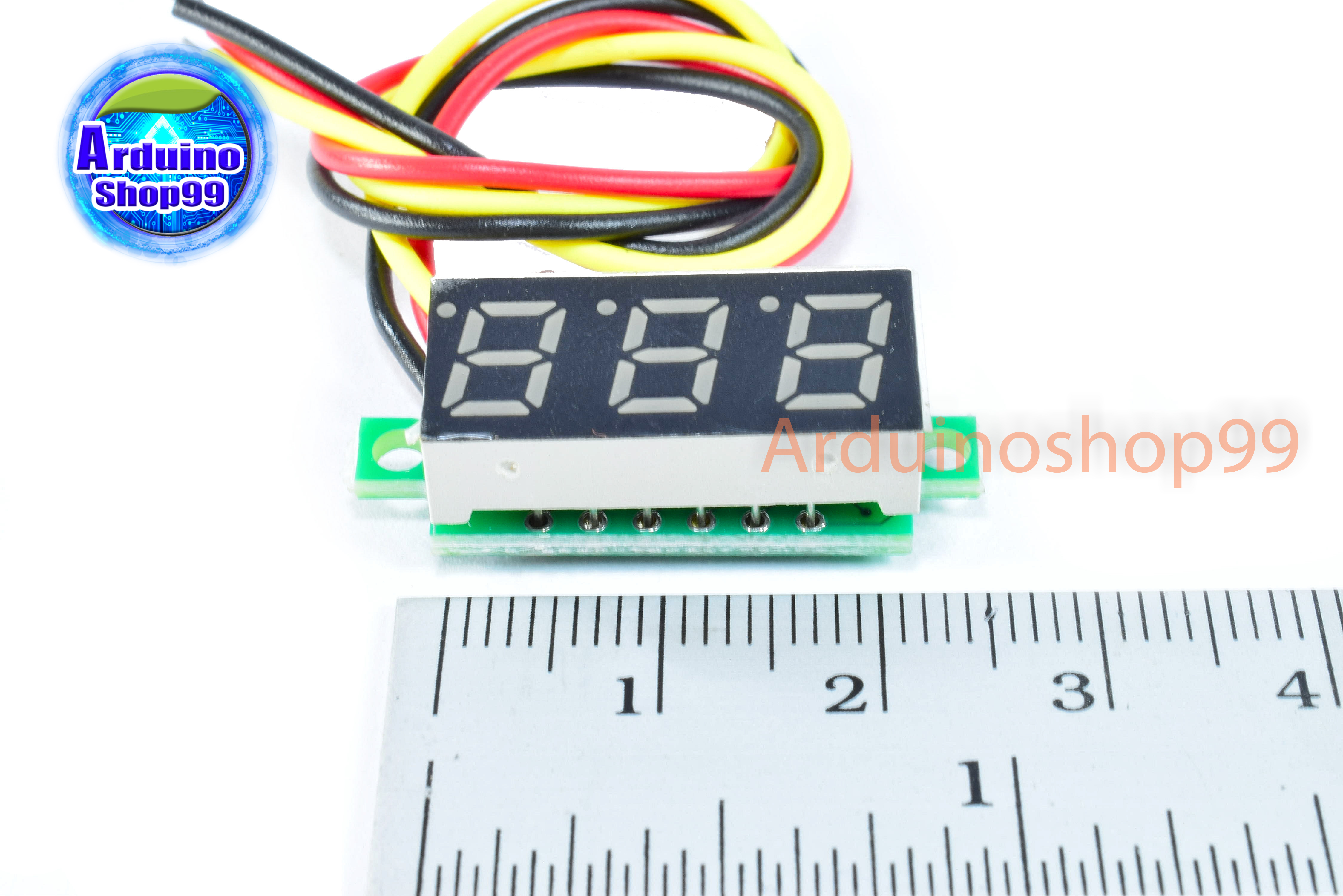 จอแสดงผล ค่าโวลต์ DC voltage meter head 0.28 inch LED DC 0V - 100V (สีเหลือง)
