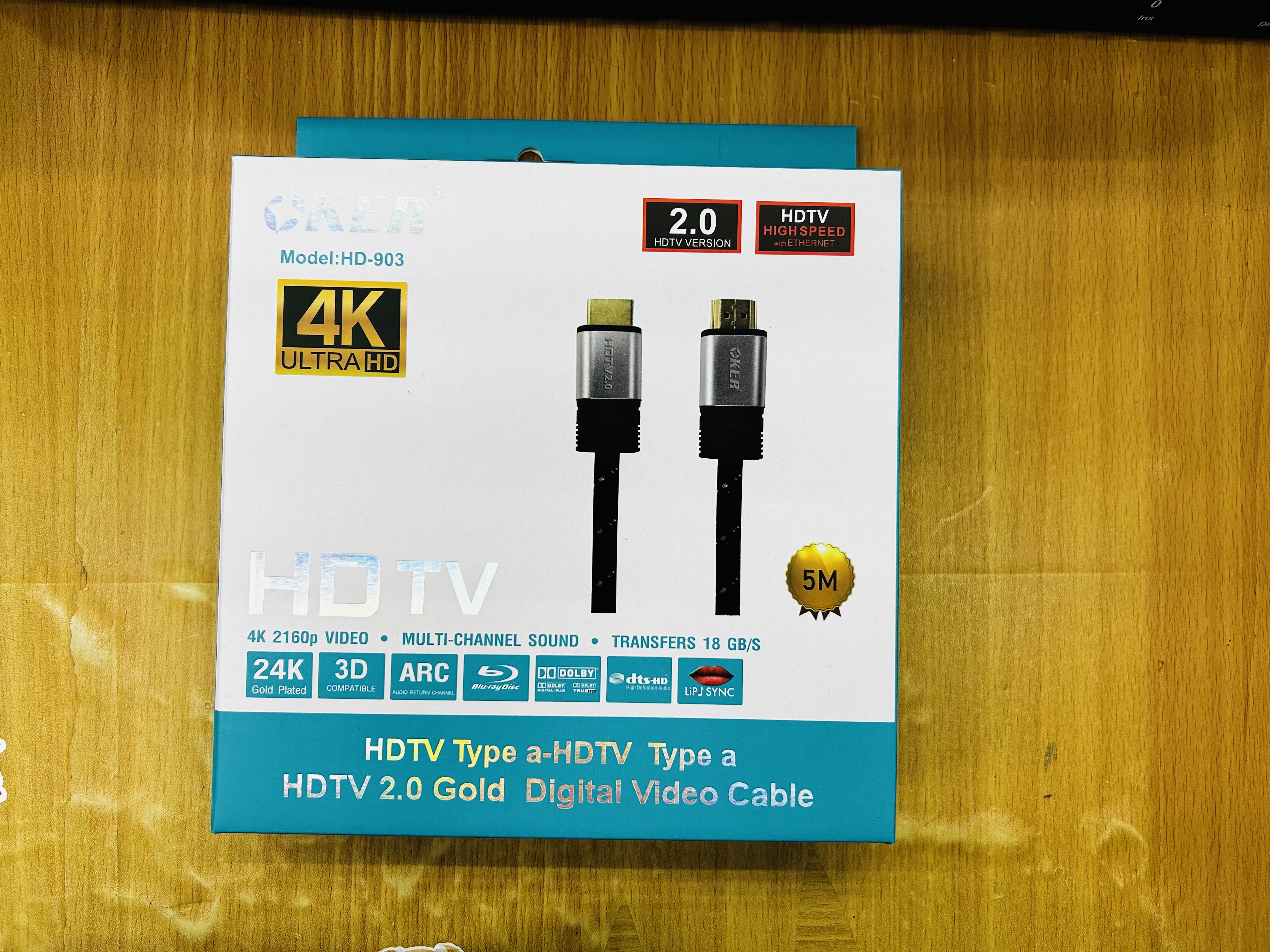 Oker HD-903 HDMI V2.0 Gold Digital Video Cable