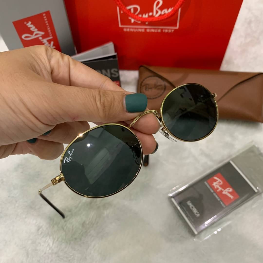 #olraybanglasses 📣📣📣ใหม่ Rayban oval Rb3547 งานเกรด Hi end ปั้มโลโก้ทุกจุด เทียบแท้1:1 เลนส์กระจก uv protect400 Sz.51 mm Col.g15ทอง