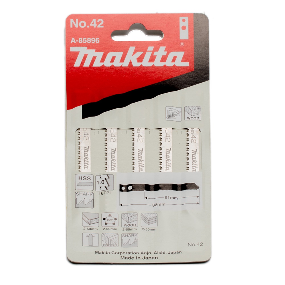 MAKITA A-85896 ใบเลื่อยจิ๊กซอว์ No.42 (5ใบ/แผง)