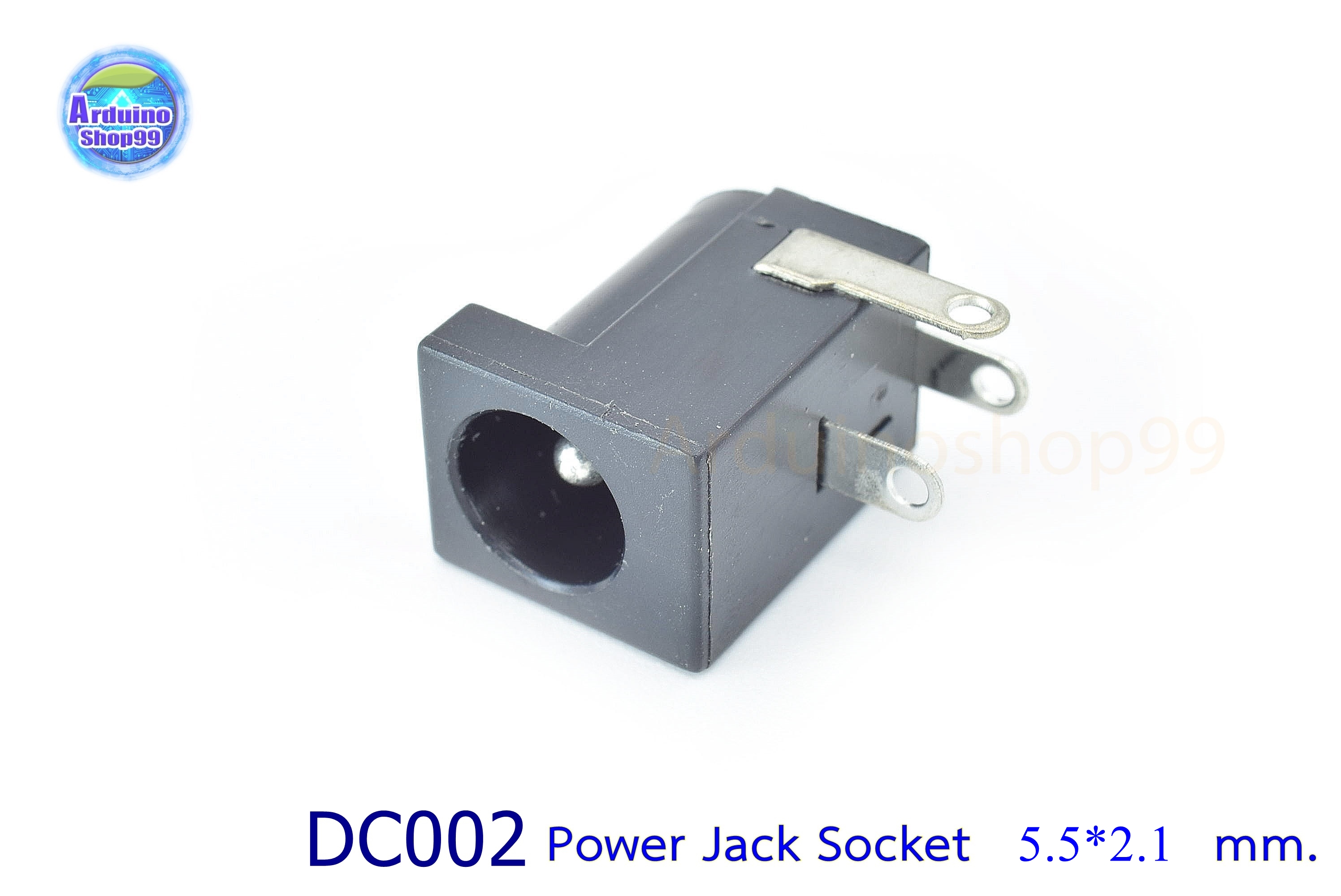 DC002 3 Pin Black Power Jack Socket Connector 5.5 * 2.1 mm.