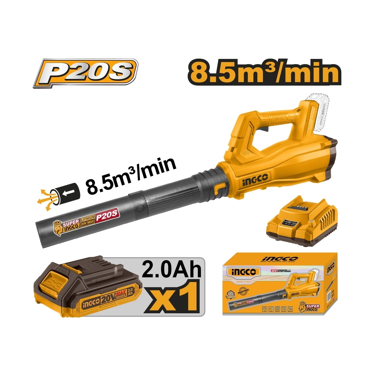 INGCO CABLI203235 เครื่องเป่าใบไม้ 20V แบตx1