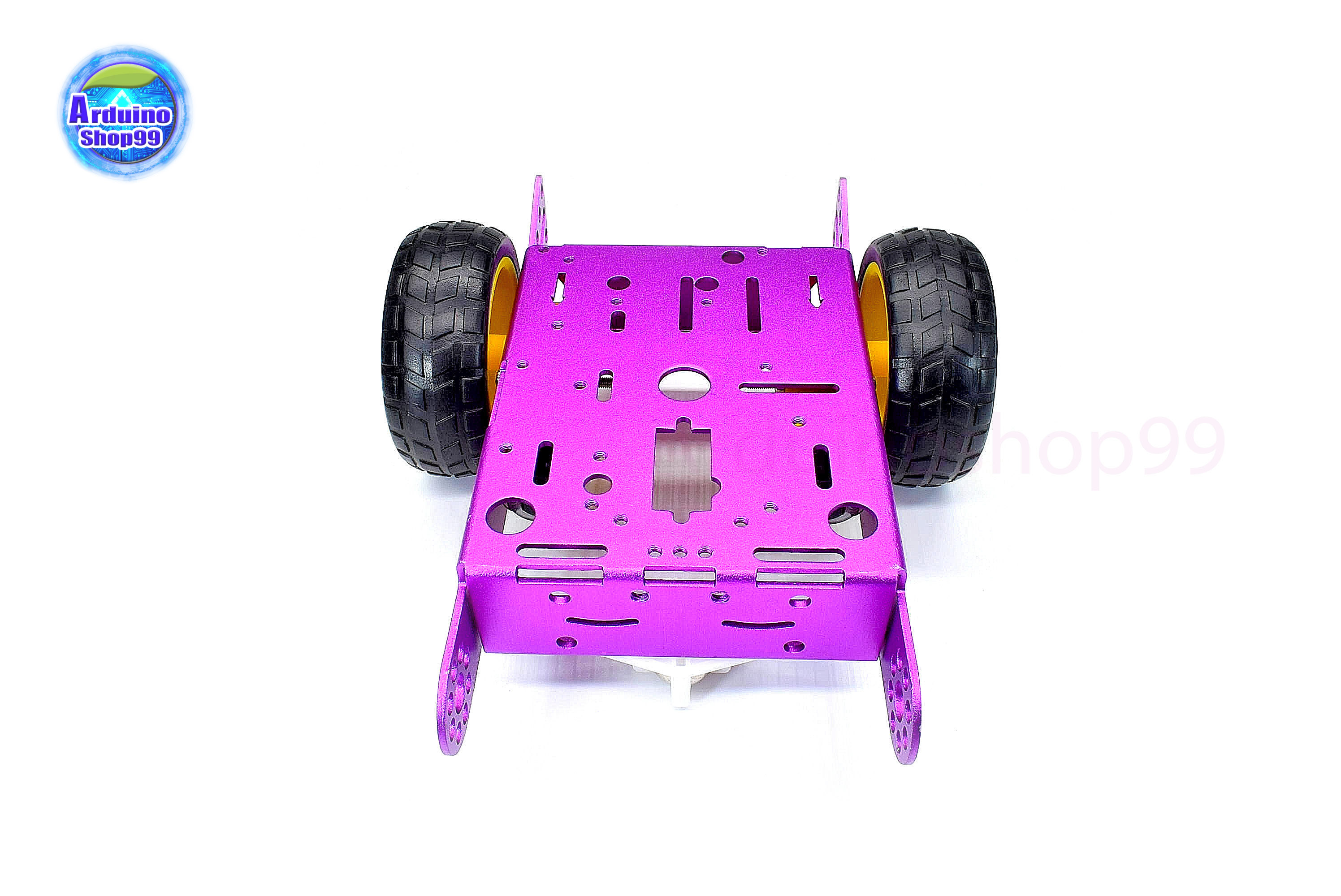 โครงรถหุ่นยนต์ Aluminum alloy robot Smart car ล้อเหลือง/ยางดำ สี Metallic purple