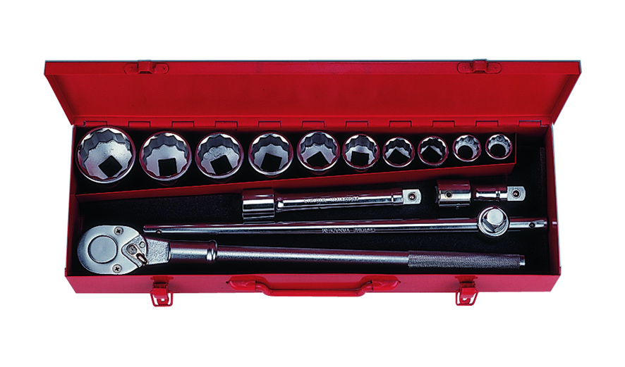 บ็อกชุด AMPRO รู 3/4" 14 ชิ้น (หุน) ขนาด 12 เหลี่ยม (PARABOLA)