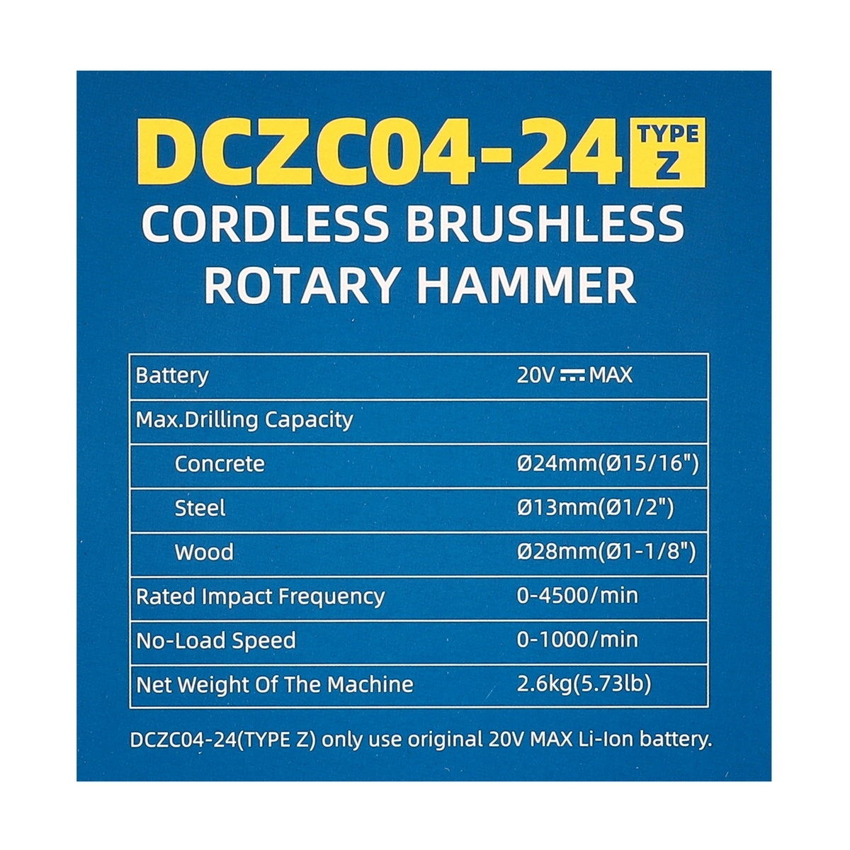 Dong Cheng DCZC04-24-Z สว่านโรตารี่ไร้สาย 24mm 3ระบบ 20V (เครื่องเปล่า)