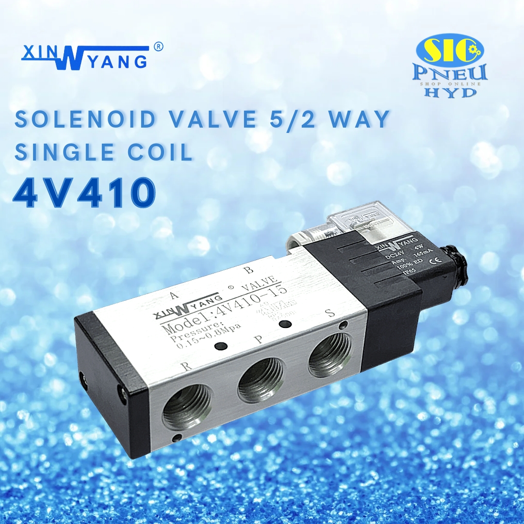 4V410 : SOLENOID VALVE XINYANG โซลินอยด์วาล์ว 5/2 SINGLE COIL PORT 1/2" PT
