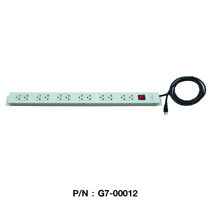 G7-00012 19" GERMANY G7-00012 AC Power Distribution 12 Universal Outlet w/Cable 3 M. & Surge Protection