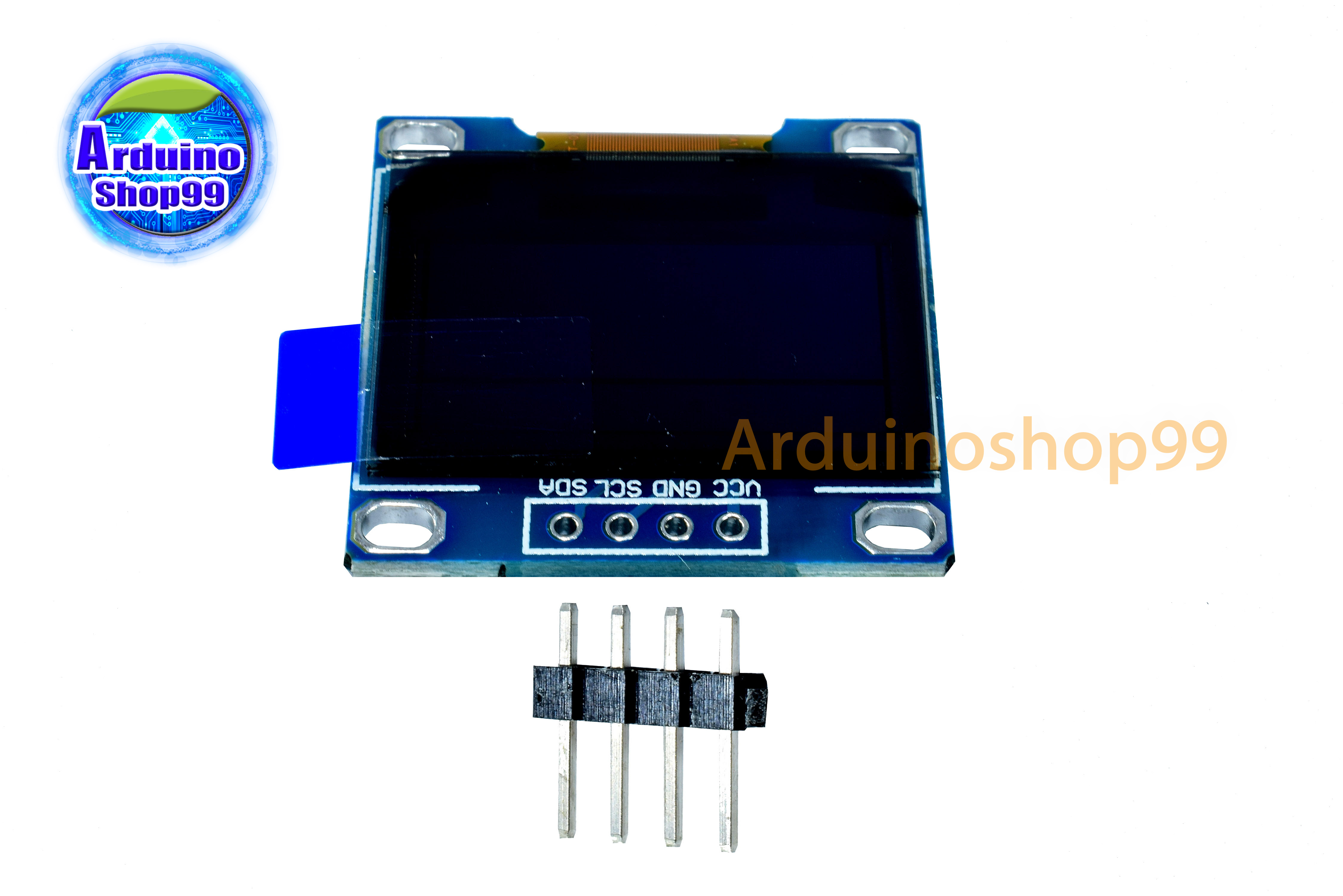 จอแสดงผล OLED ขนาด 0.96 นิ้ว แบบ I2C สีเหลือง+น้ำเงิน