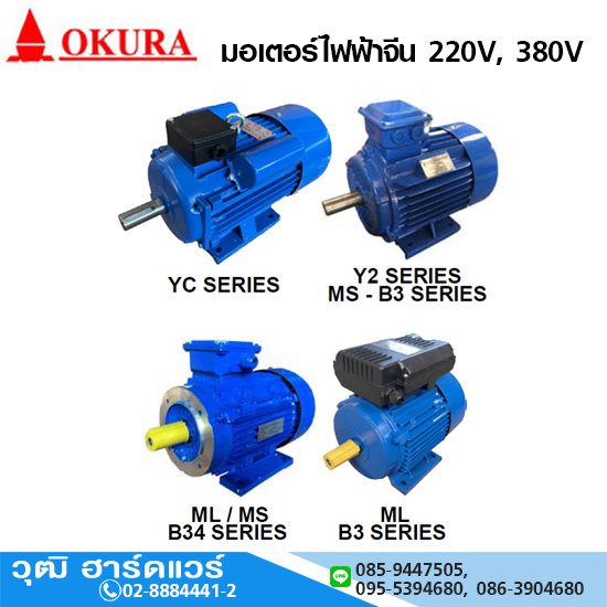 OKURA มอเตอร์ไฟฟ้าจีน 220V รุ่นรอบเร็ว 2800rpm