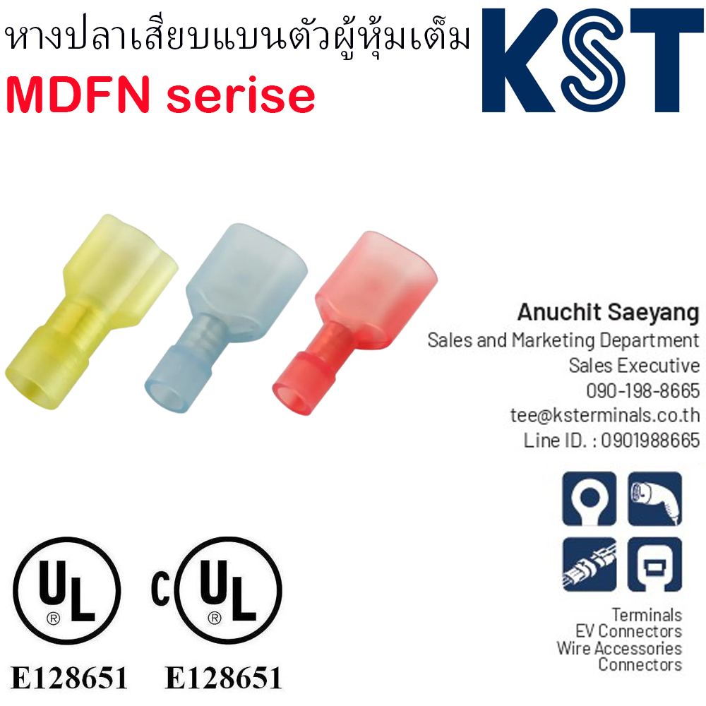 หางปลาเสียบแบนตัวผู้หุ้มไนล่อนแบบใส