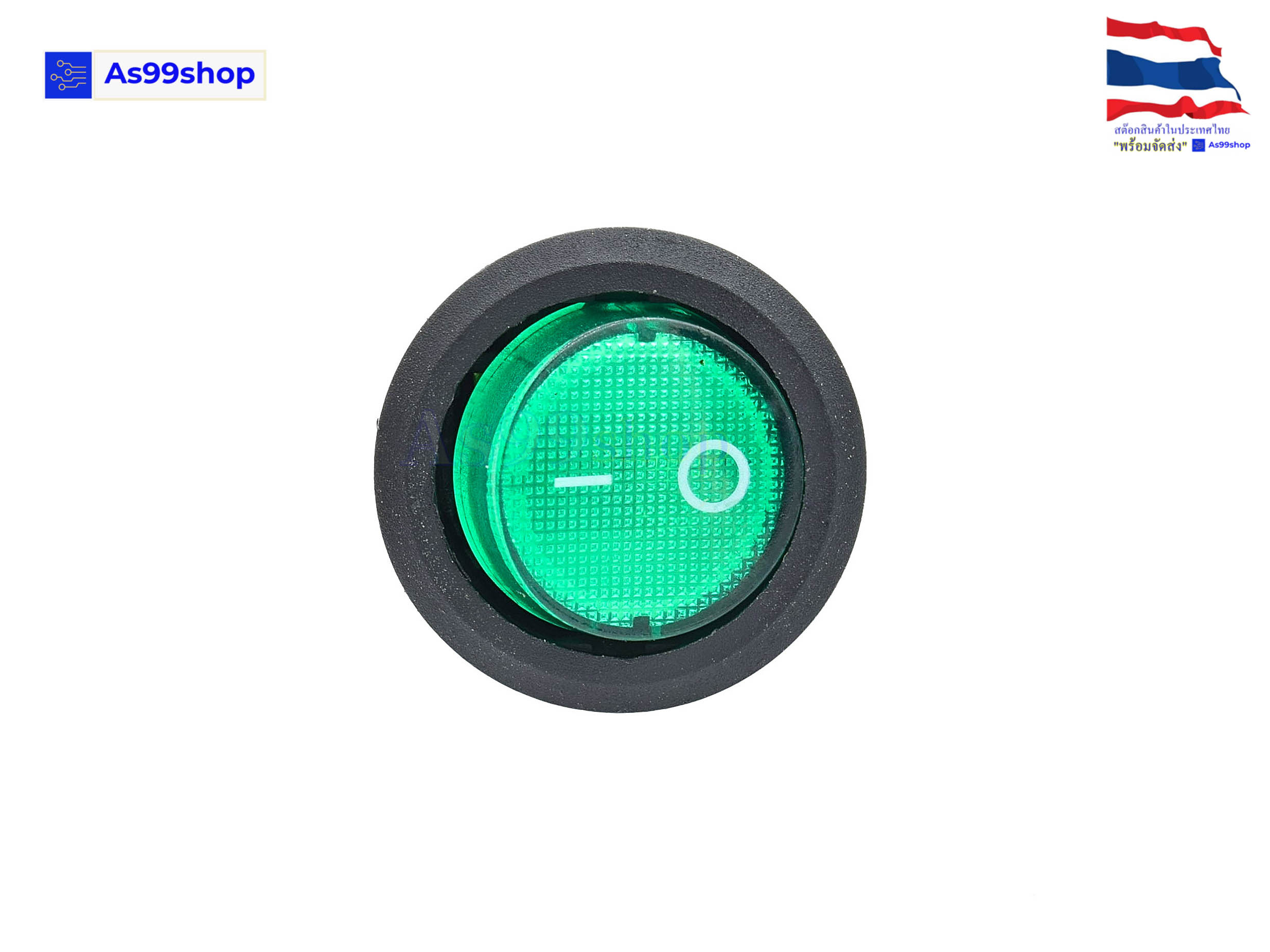 12V LED Dot Light Car Boat Auto Round ON/OFF Rocker Green( 1 ตัว)