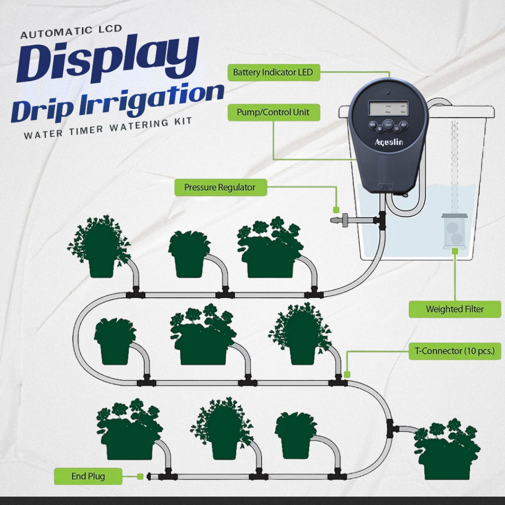 เครื่องรดน้ำอัตโนมัติ ควบคุมด้วยระบบการตั้งเวลา ระบบน้ำหยด