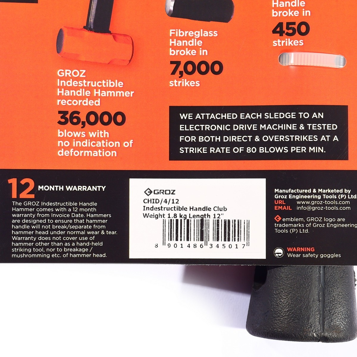 GROZ CHID/4/12 ค้อนปอนด์ด้ามยาง 4 ปอนด์ (1.8kg)