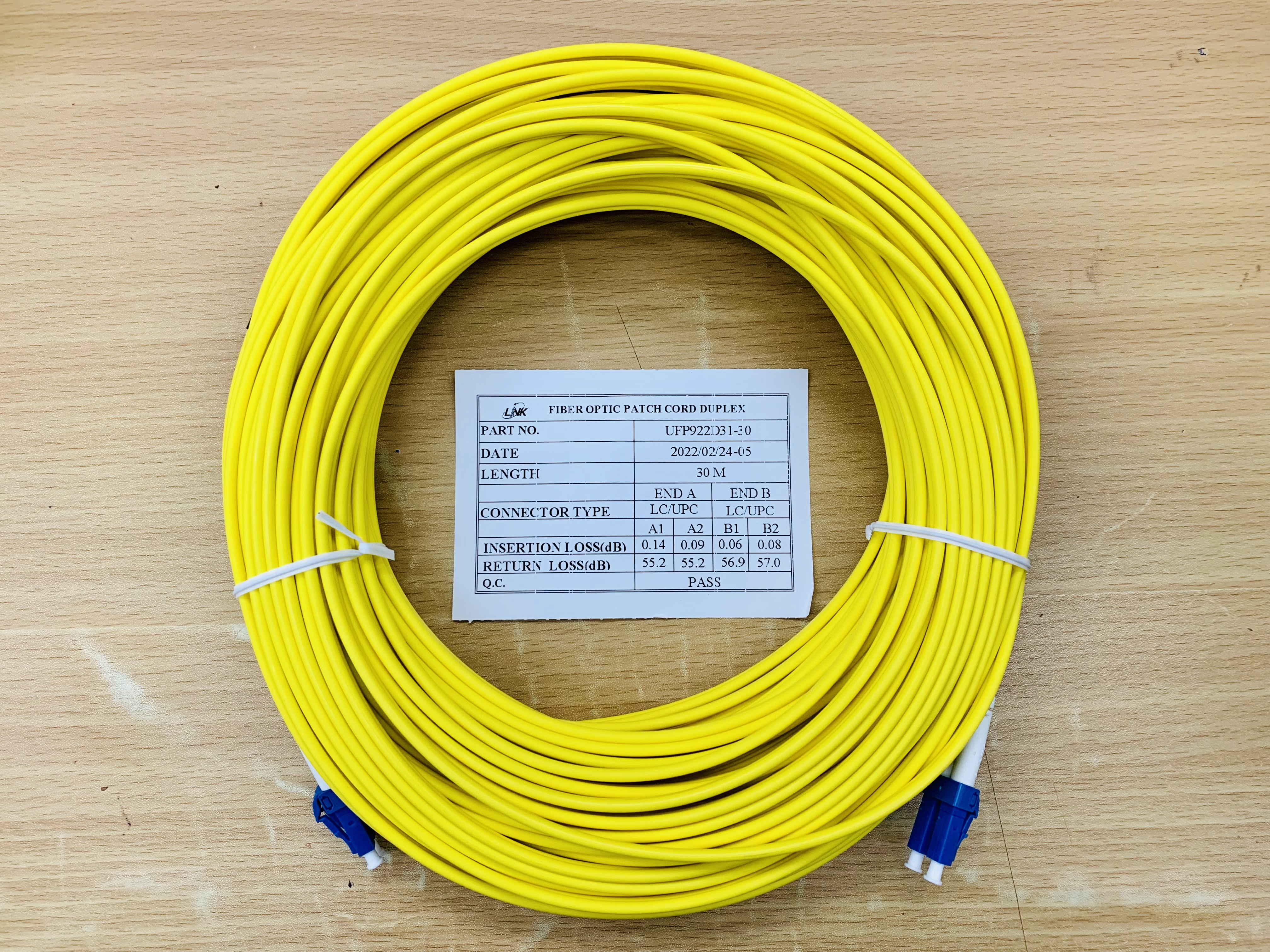 UFP922D31-30 LC/UPC to LC /UPC SM Fiber Optic Patch cord Duplex 30m.