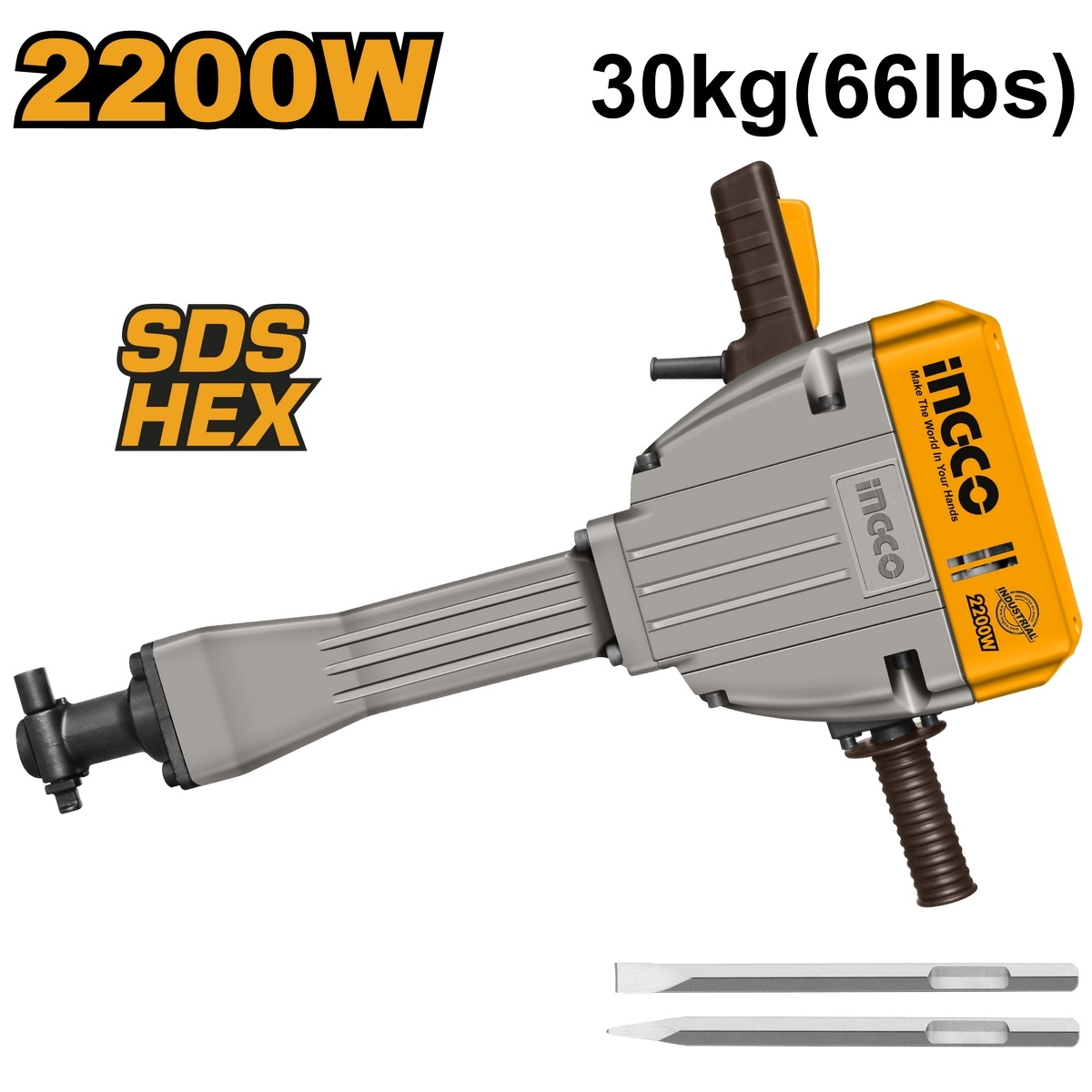 INGCO PDB22001 สกัดไฟฟ้า 30kg 75J Hex 2200W