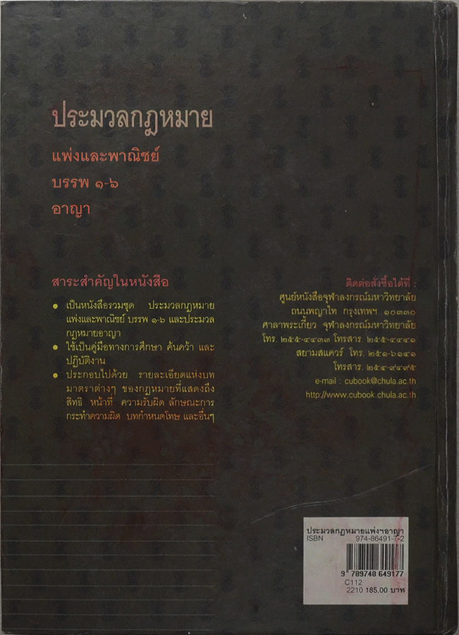 ประมวลกฎหมายแพ่งและพาณิชย์ บรรพ 1-6 อาญา ฉบับสมบูรณ์แก้ไขเพิ่มเติมเป็นปัจจุบัน