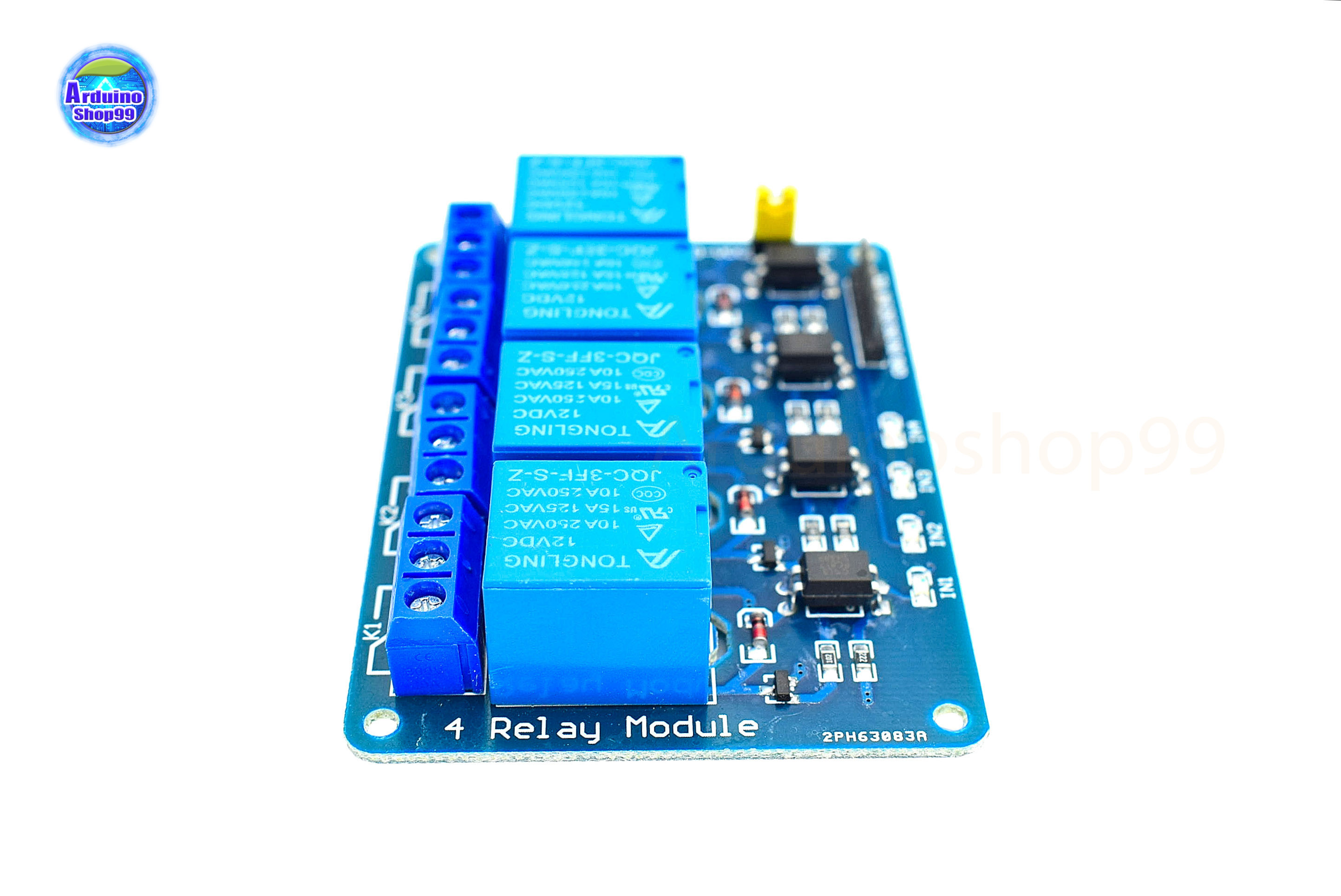 4-channel 12V relay module with optocoupler isolation low-level trigger