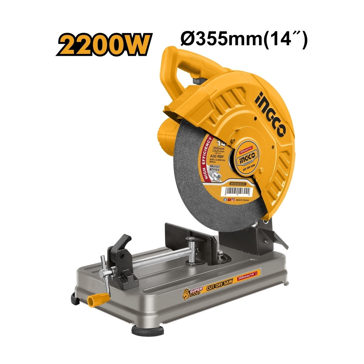 INGCO COS223558 เครื่องตัดไฟเบอร์ 14" 2200W 3700rpm
