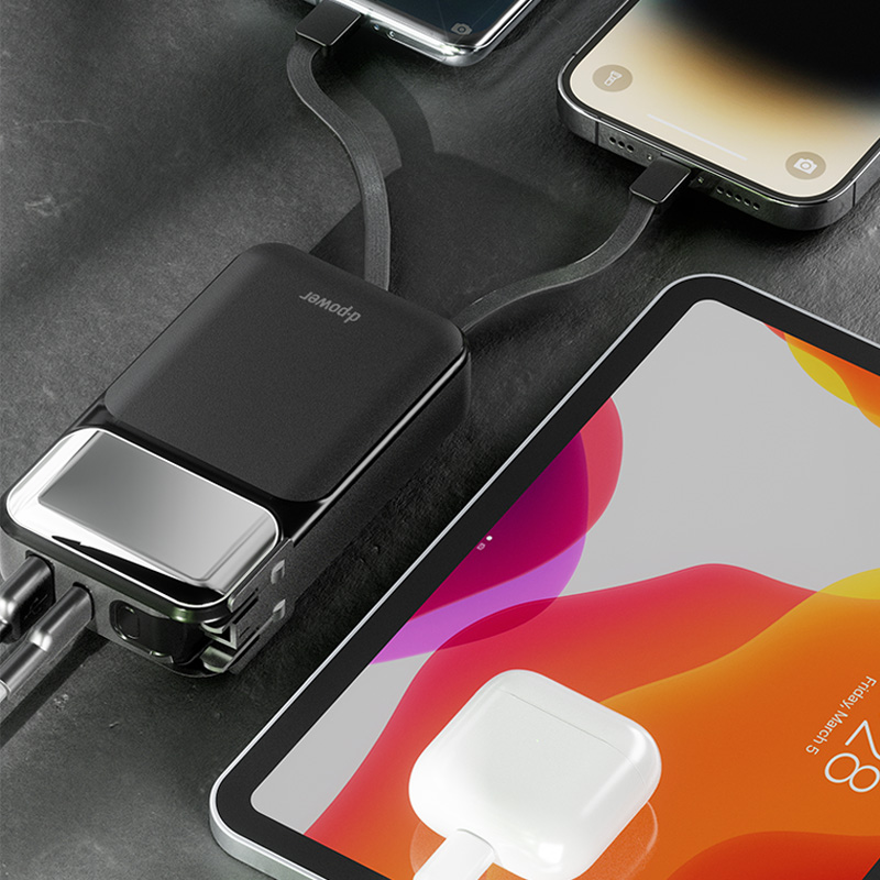 d-power พาวเวอร์เเบงค์ รุ่น GC100 Super ความจุ 10000mAh ชาร์จเร็ว PD20W มีปลั๊กและสายชาร์จในตัว (มอก.2879-2560) ประกัน 1 ปี