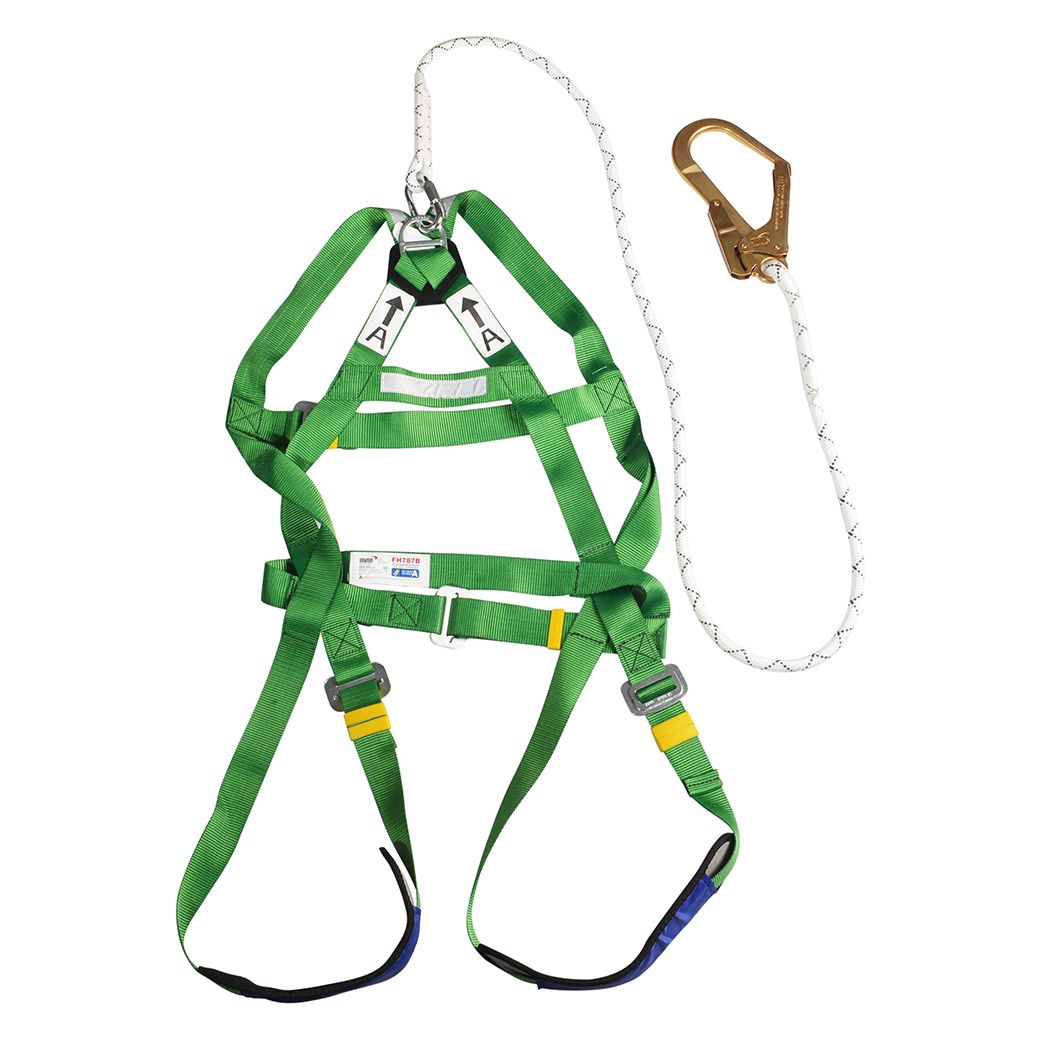 YAMADA รุ่น FH787B เข็มขัดเซฟตี้เต็มตัว พร้อมเชือกเซฟตี้เส้นเดี่ยวถักแบบพิเศษและตะขอขนาดใหญ่