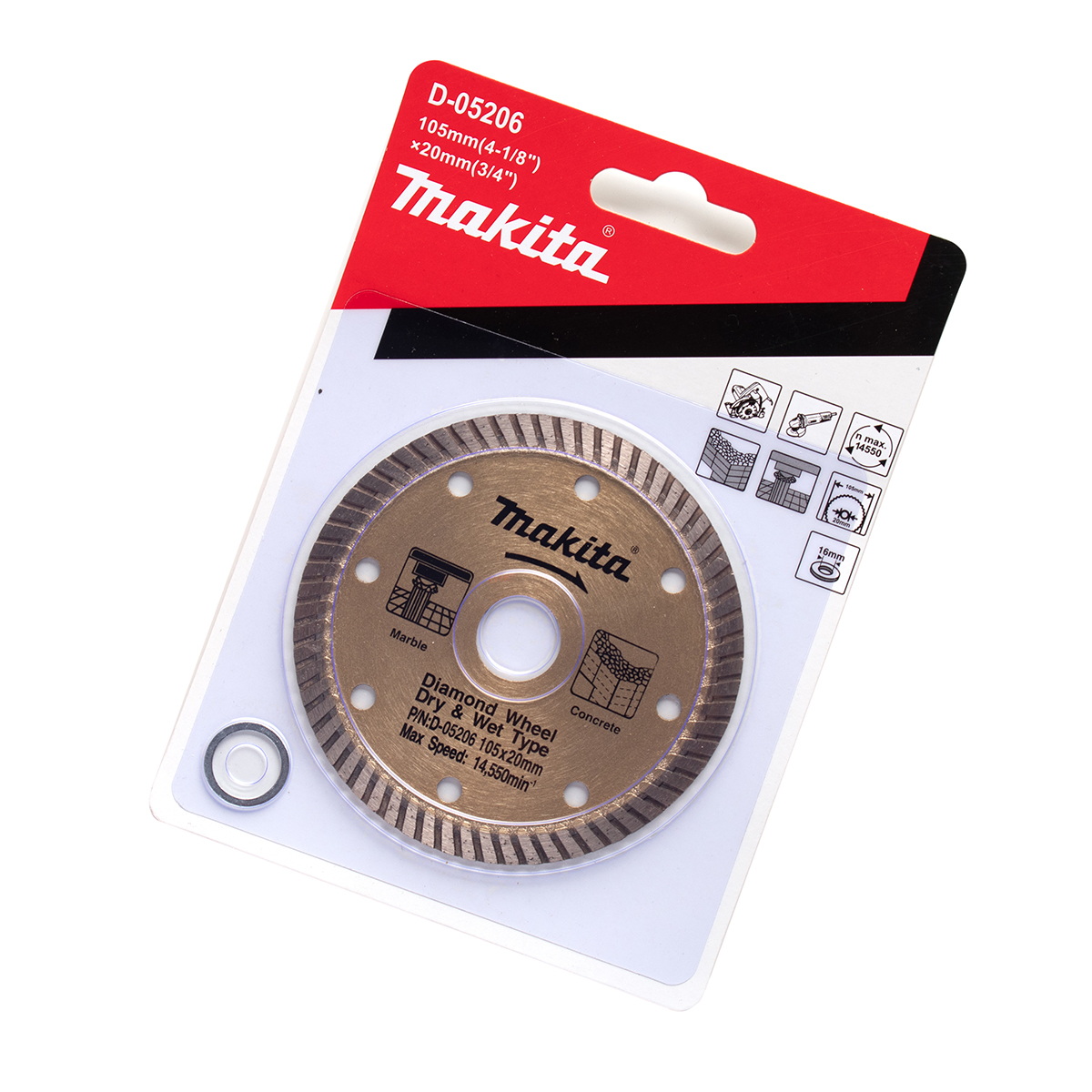 MAKITA D-05206 ใบเพชร 4"x2mm แห้ง ก้างปลา-ทอง คอนกรีต,กระเบื้อง,หินอ่อน