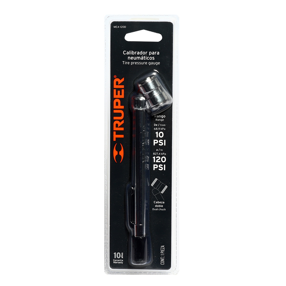 TRUPER MEA-120D เกจ์วัดลมยาง 2 หัว 10-120Psi