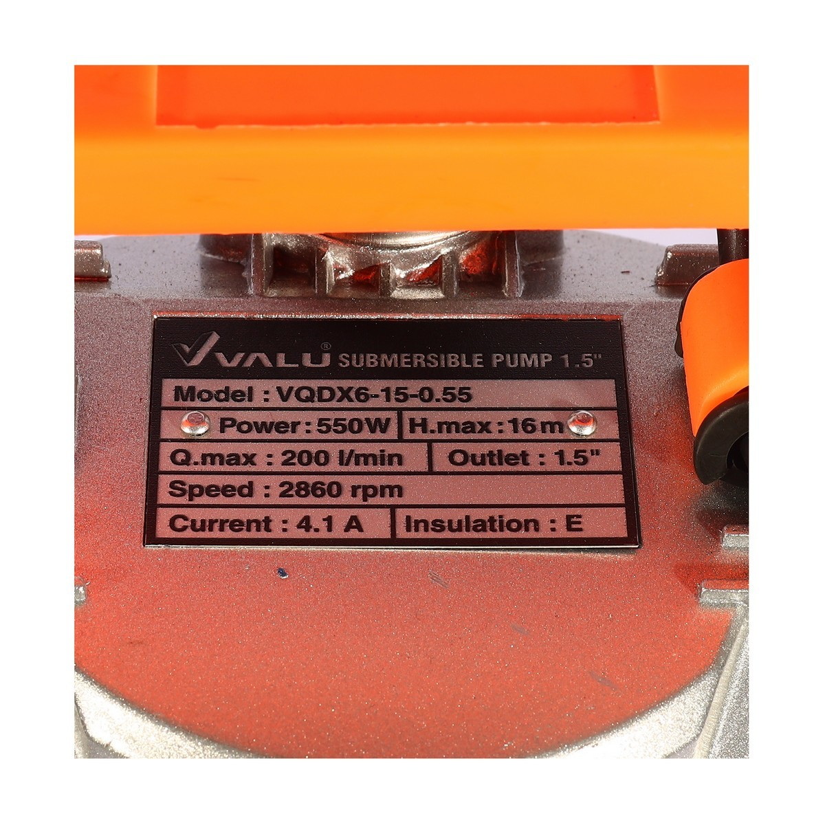 VALU VQDX6-0.55 ปั๊มแช่อลูมิเนียม 1.5" 550W H.16m 200L/mim