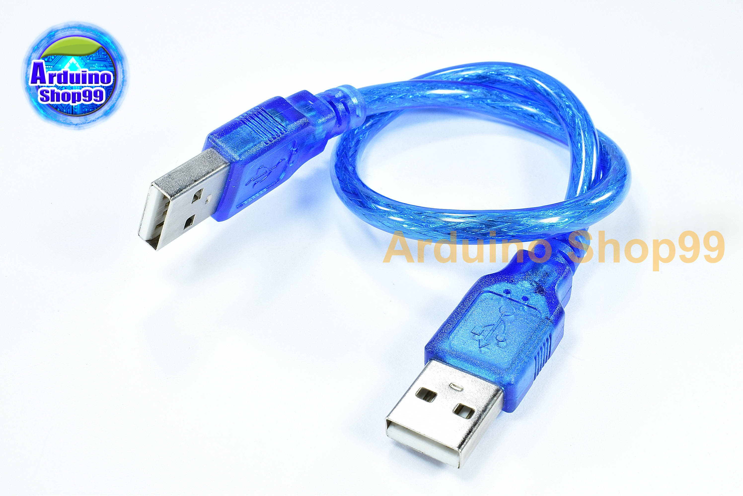 USB cable blue 30CM male to male AA data cable copper (สายยาว 30 cm)