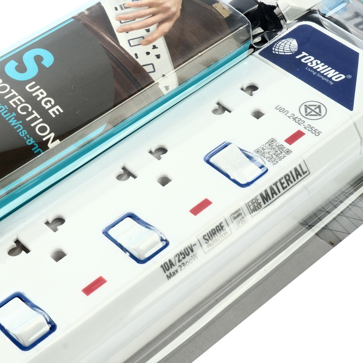 TOSHINO ET-9165M ปลั๊กพ่วง 6ช่อง/ 6สวิตซ์/ 5เมตร 10A/2300W