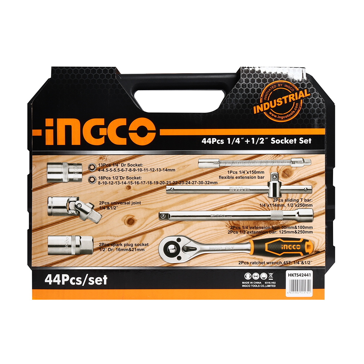 INGCO HKTS42441 ชุดลูกบ็อกซ์ 1/4",1/2" 44 ชิ้น