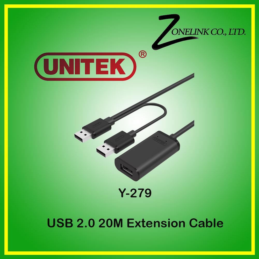 USB 2.0 Extension Cable Unitek 20m Y-279
