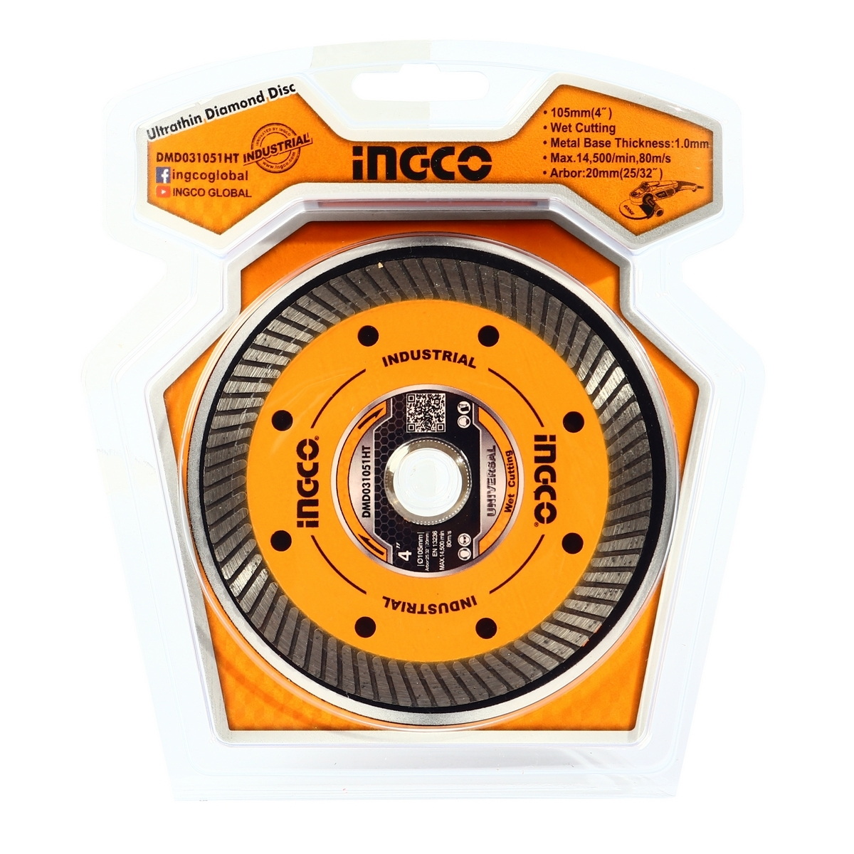 INGCO DMD031051HT ใบเพชรตัดคอนกรีต 4"x1mm บางพิเศษ