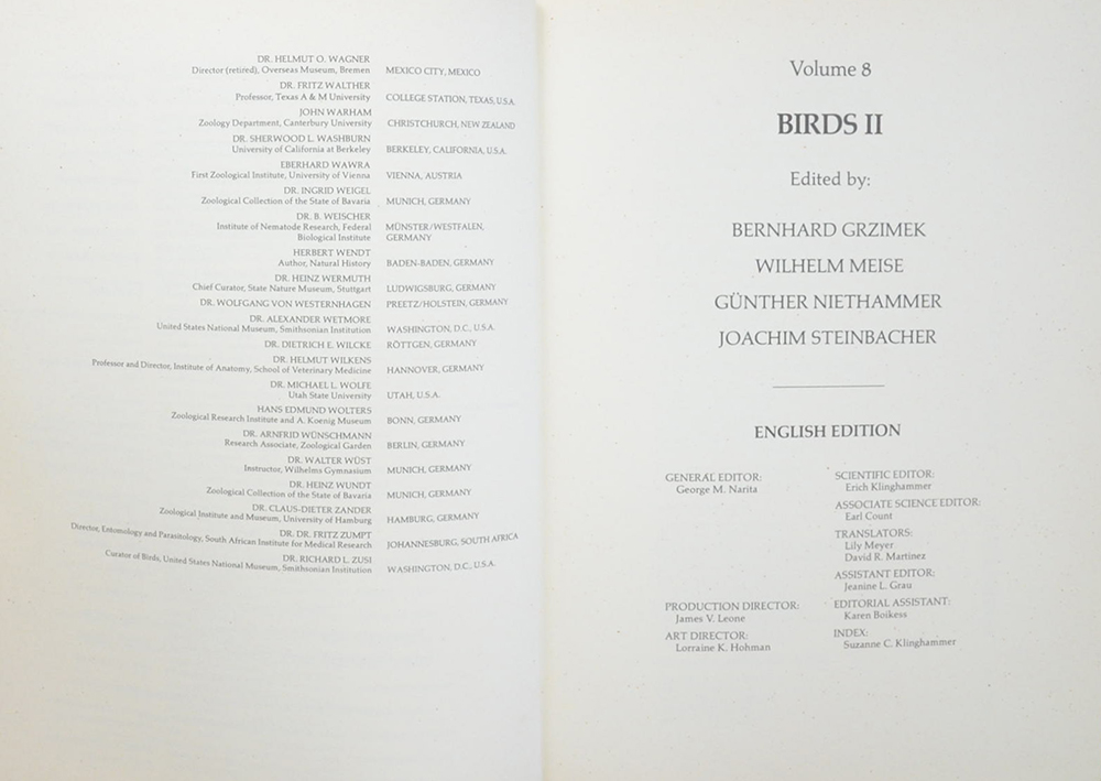 Grzimek’s ANIMAL LIFE ENCYCLOPEDIA