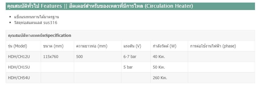 Circulation Heater - ฮีตเตอร์สำหรับของเหลวที่มีการไหล