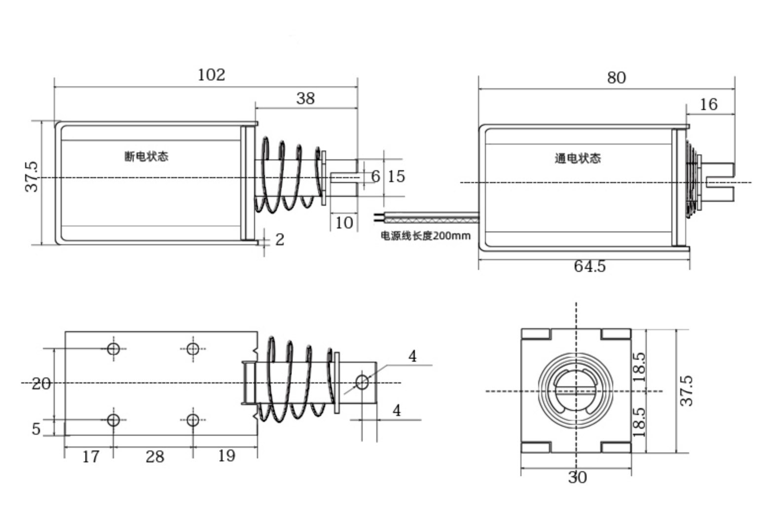กลอนไฟฟ้า Electromagnetic lock LY-19 12V/2.8A แรงดึงสูง(74N)