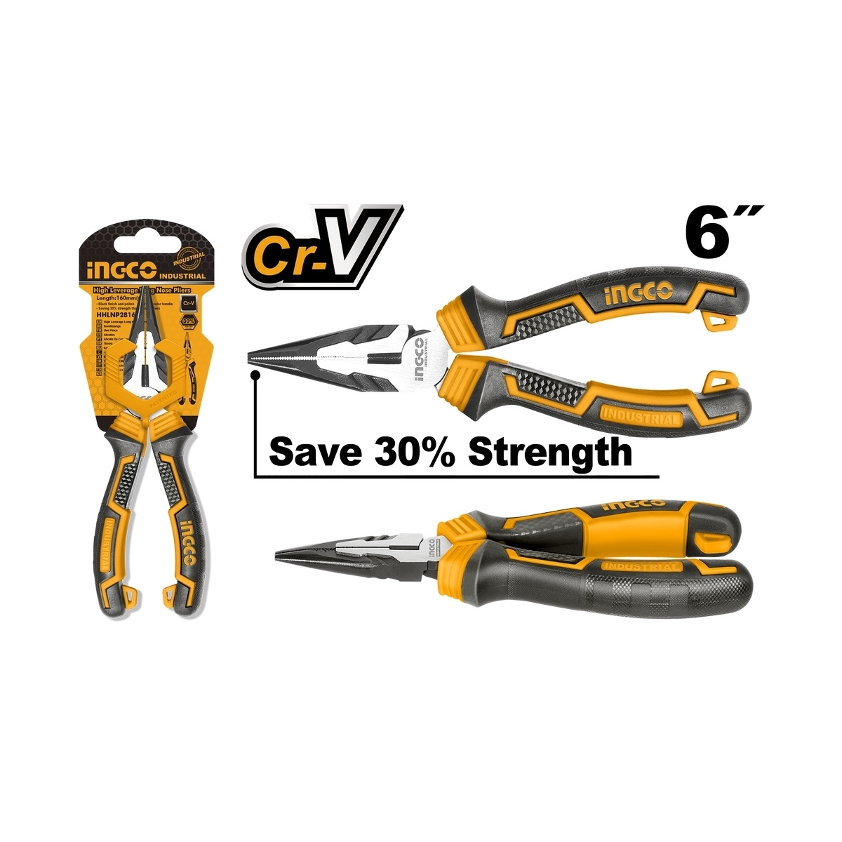 INGCO HHLNP28160 คีมปากแหลม 6"