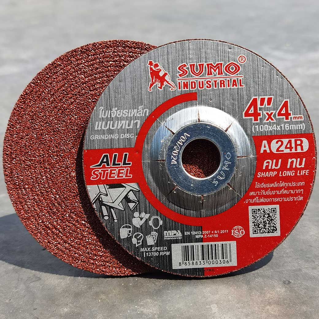 SUMO ใบเจียร 4"x4mm หนา สีแดง (25ใบ/กล่อง)