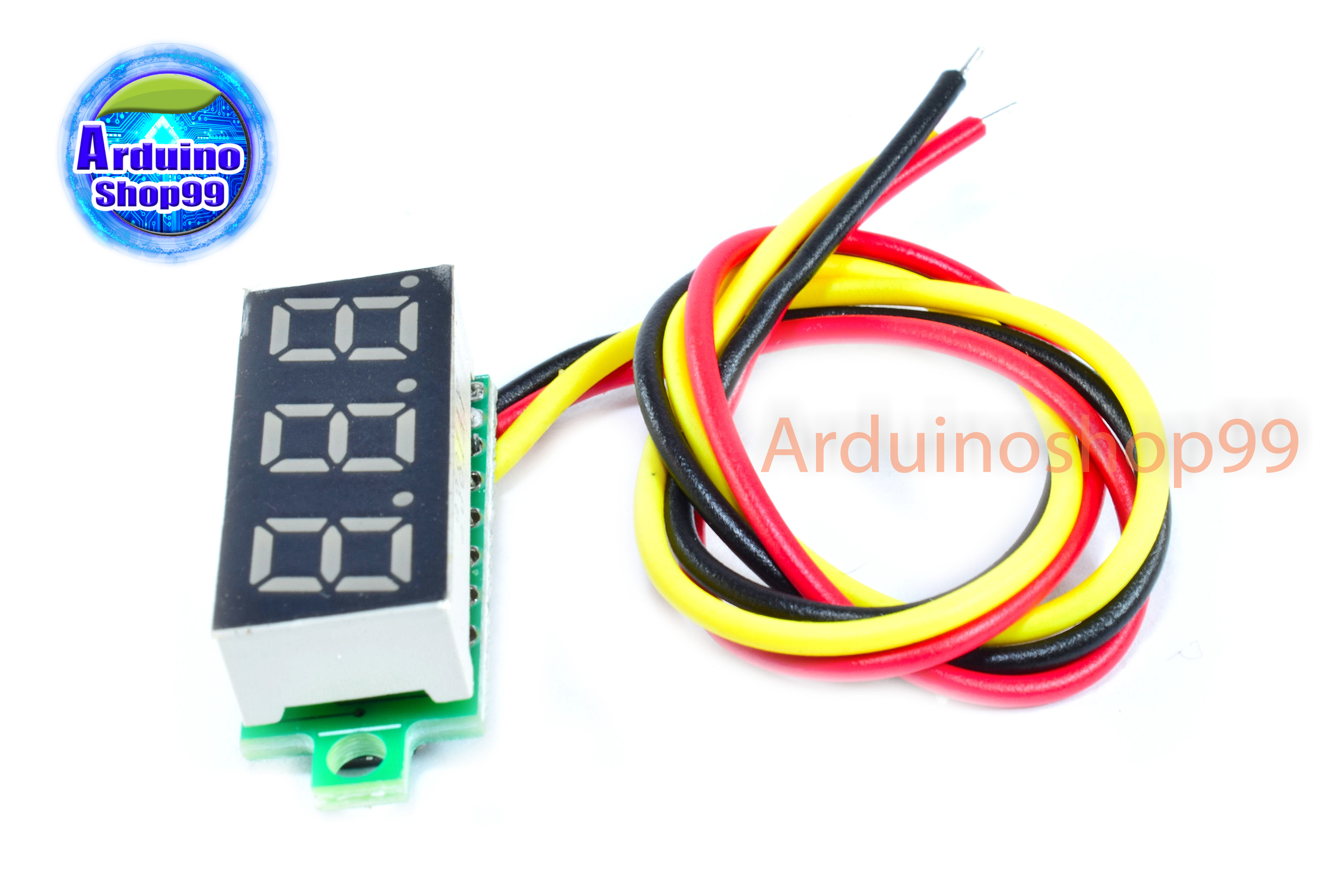 จอแสดงผล ค่าโวลต์ DC voltage meter head 0.28 inch LED DC 0V - 100V (สีเหลือง)