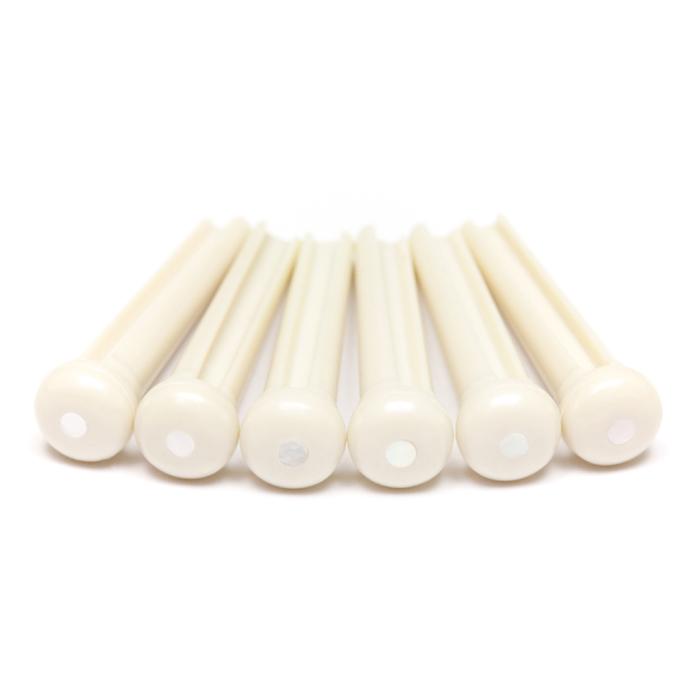 TUSQ TRADITIONAL BRIDGE PINS WHITE WITH 2MM MOP DOT (PP-1142-00) / จุดมุก