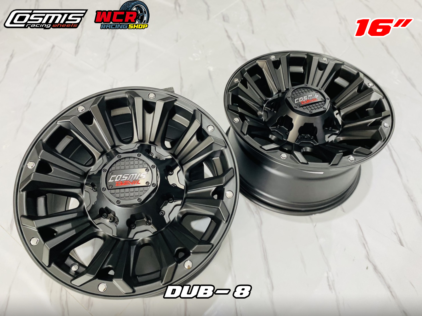 DUB-8 16X8.0 10X110/114.3 ET10 CB.73.1 MATTBLACK (สีดำด้านทั้งวง)