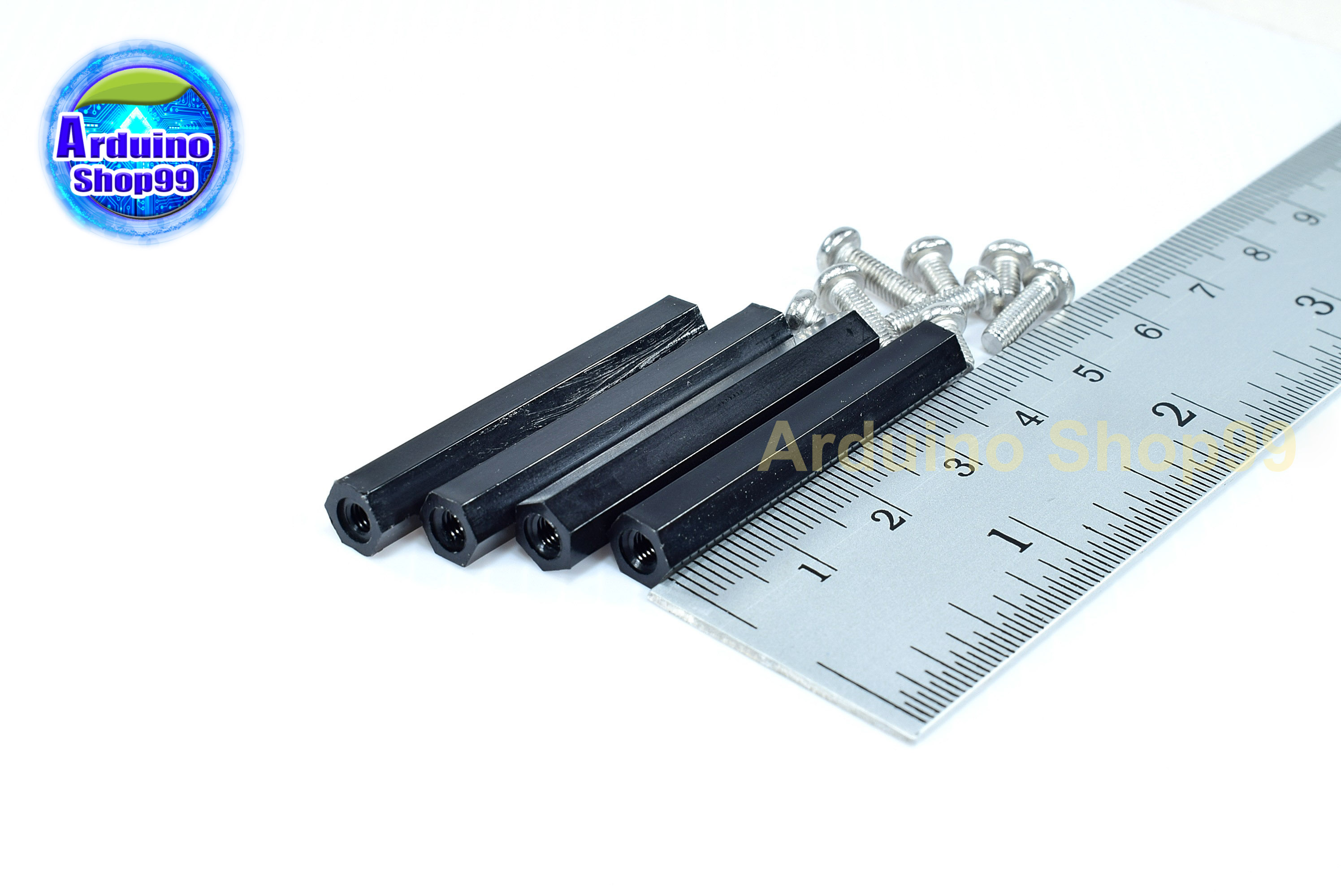 M3*40 column double-pass Black ( 1 ชุด 4 ตัว )+น๊อตหัวกลม 8 ตัว
