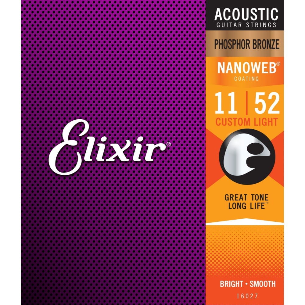 Elixir - โปร่ง (Acoustic) Phosphor Bronze Nanoweb Custom Light 11-52