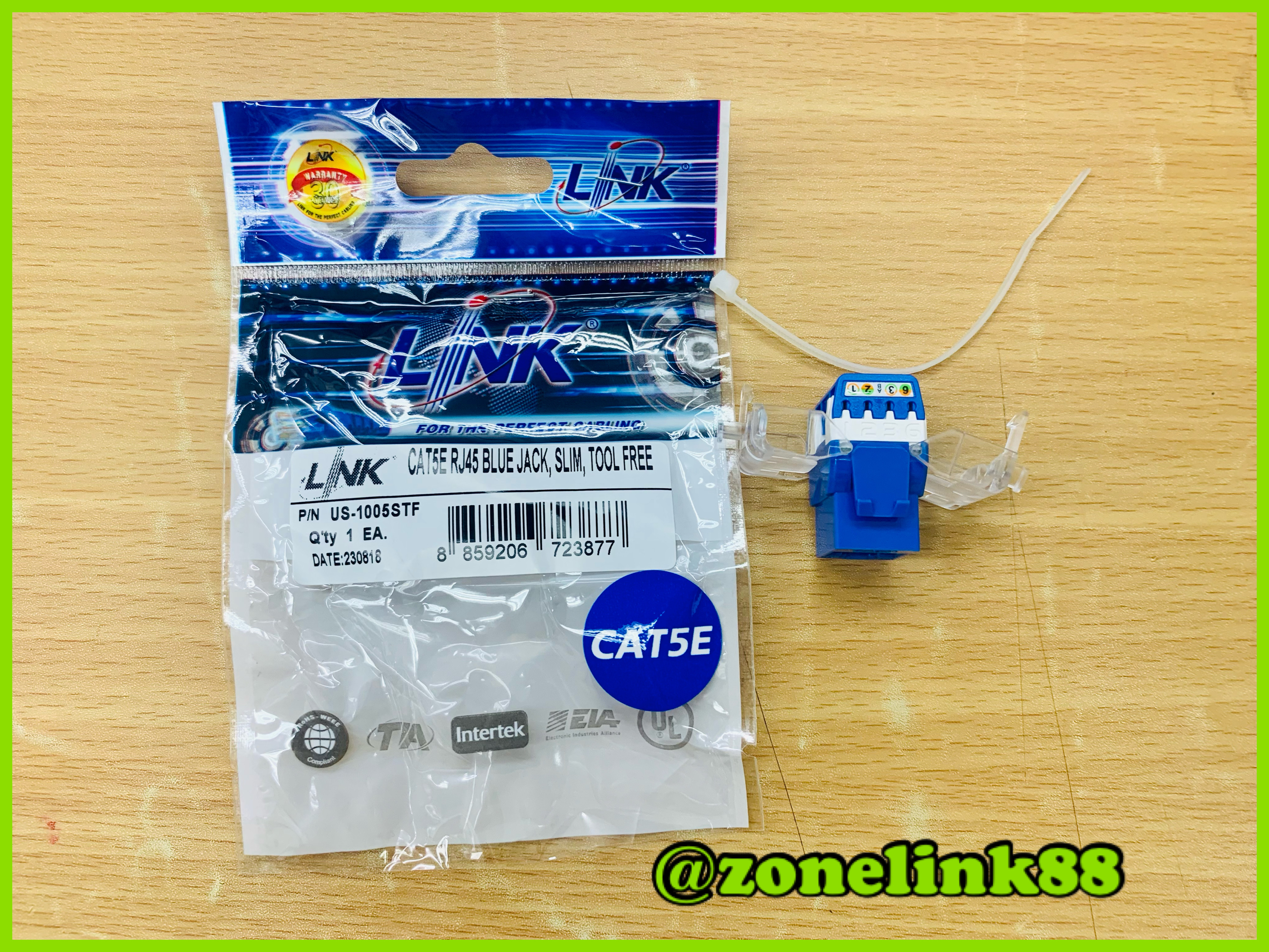 Keystone CAT5E RJ45 BLUE JACK,SLIM,Tool Free US-1005STF