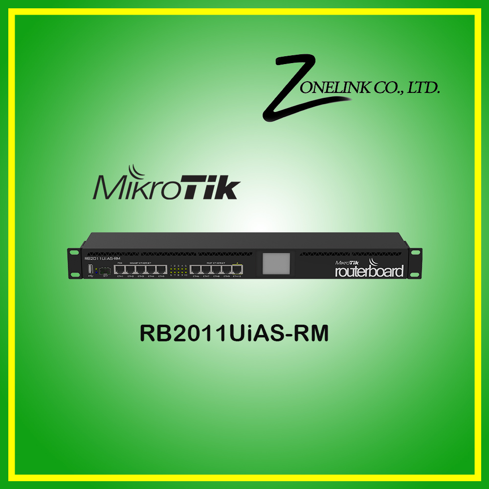RB2011UiAS-RM 1U rackmount, 5xEthernet, 5xGigabit Ethernet, USB, LCD, PoE out on port 10, 600MHz CPU, 128MB RAM, RouterOS L5
