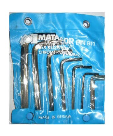 หกเหลี่ยมตัวแอล สั้น สีขาว MATADOR รุ่น 440 10ตัวชุด 1/16"-3/8" (เป็นแผง)