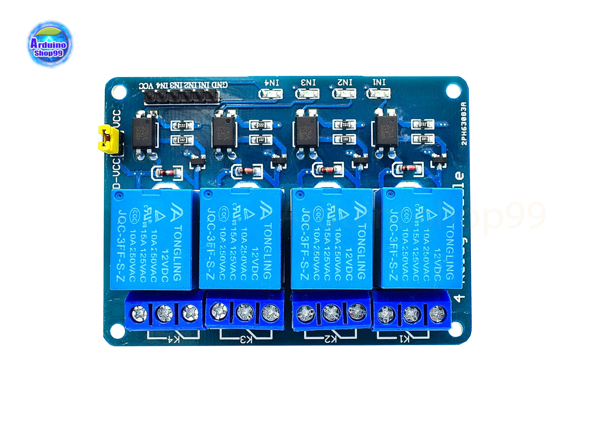 4-channel 12V relay module with optocoupler isolation low-level trigger