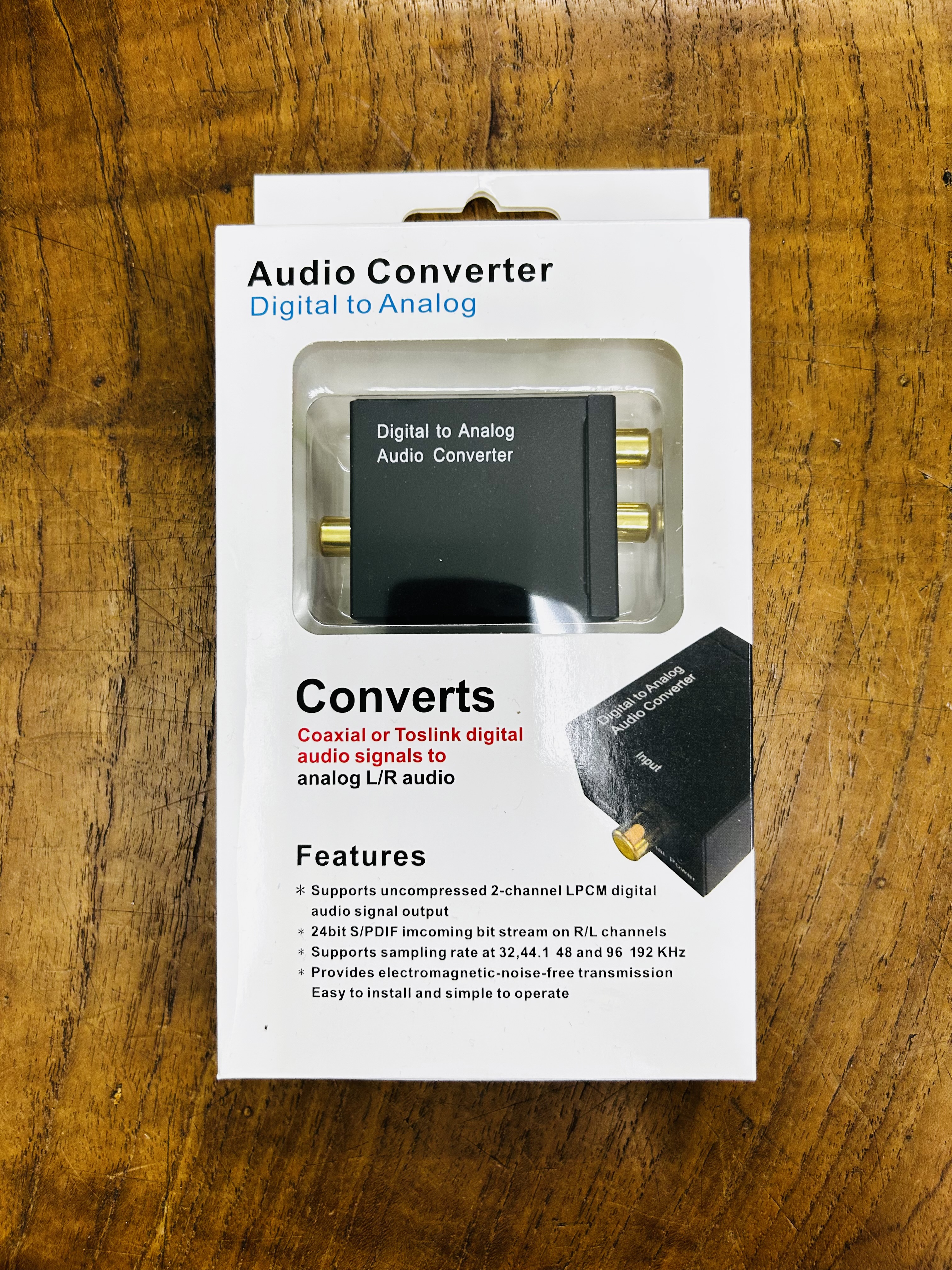 Audio Converter Digital to Analog COAXIAL OR TOSLINK DIGITAL AUDIO SIGNALS TO ANALOG L/R audio