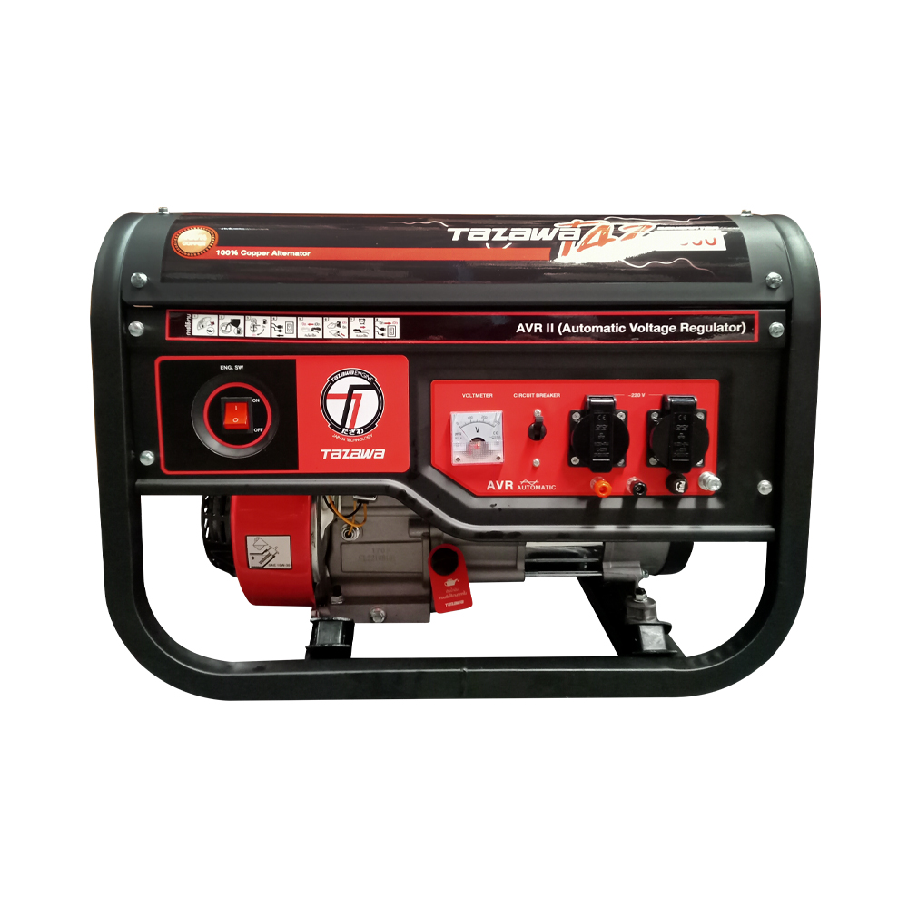 TAZAWA TAZ3000 เครื่องปั่นไฟ 2kW/220V พร้อมระบบ AVR เบนซิน 7HP เชือกดึง
