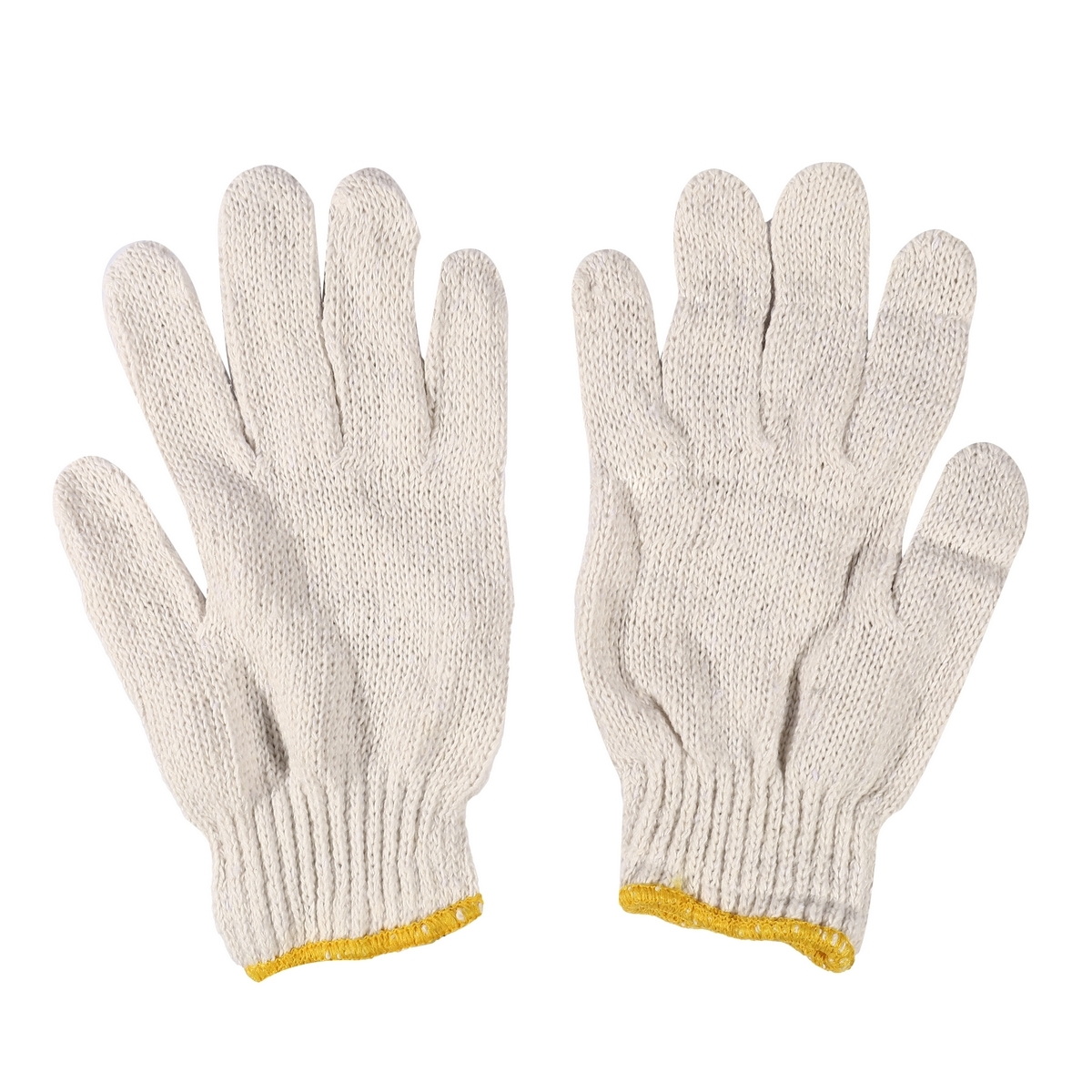 ถุงมือผ้า สีขาว ขอบเหลือง 600g