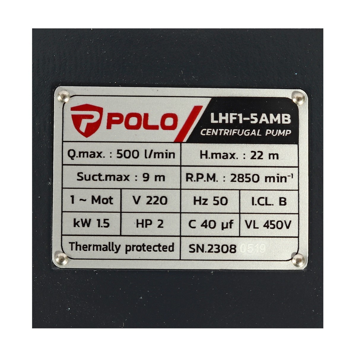 POLO LHF1-5AMB ปั๊มหอยโข่ง 2"x2" 2HP H.22m 500L/min